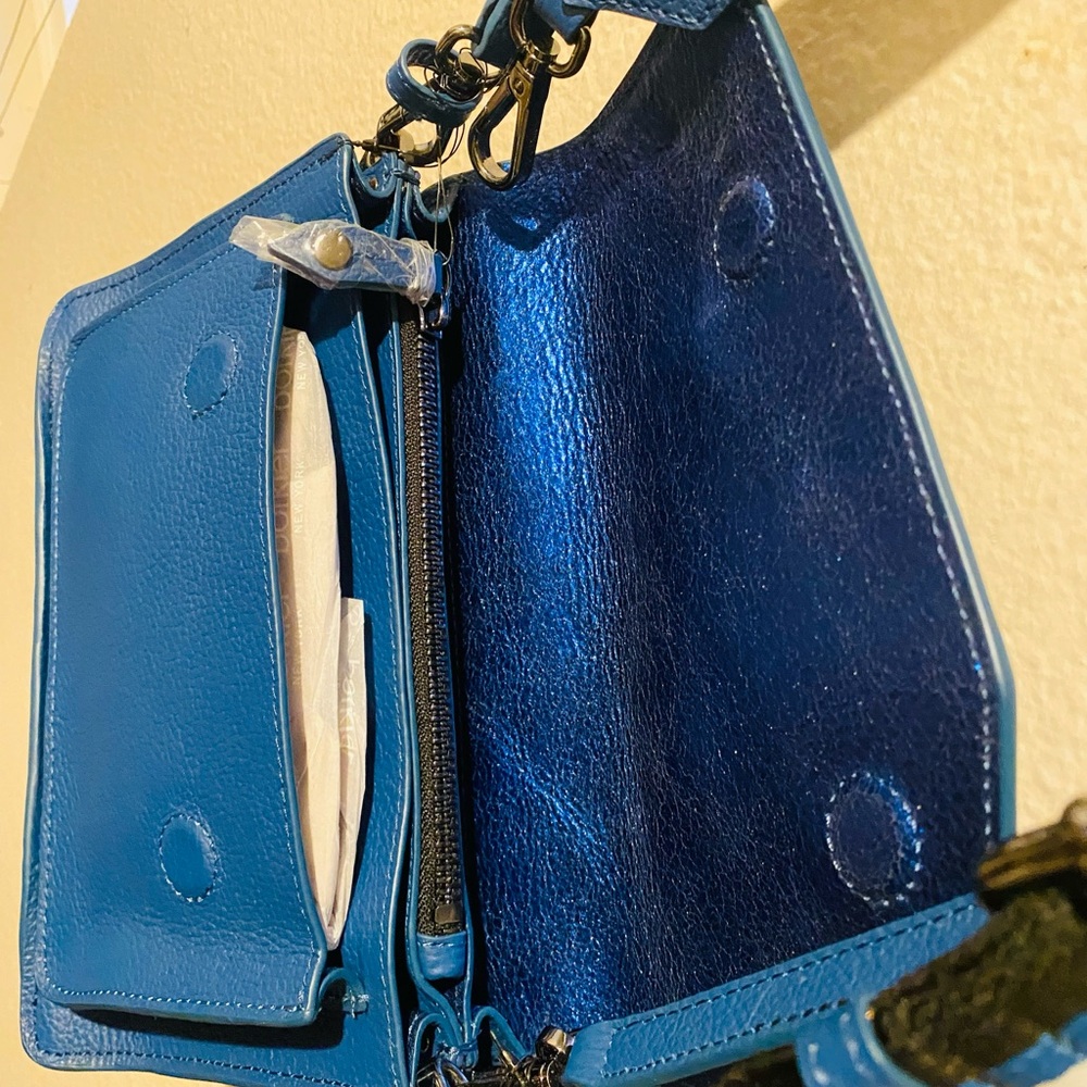 Botkier Blue Crossbody Bag with Striped Strap - Picture 5 of 10